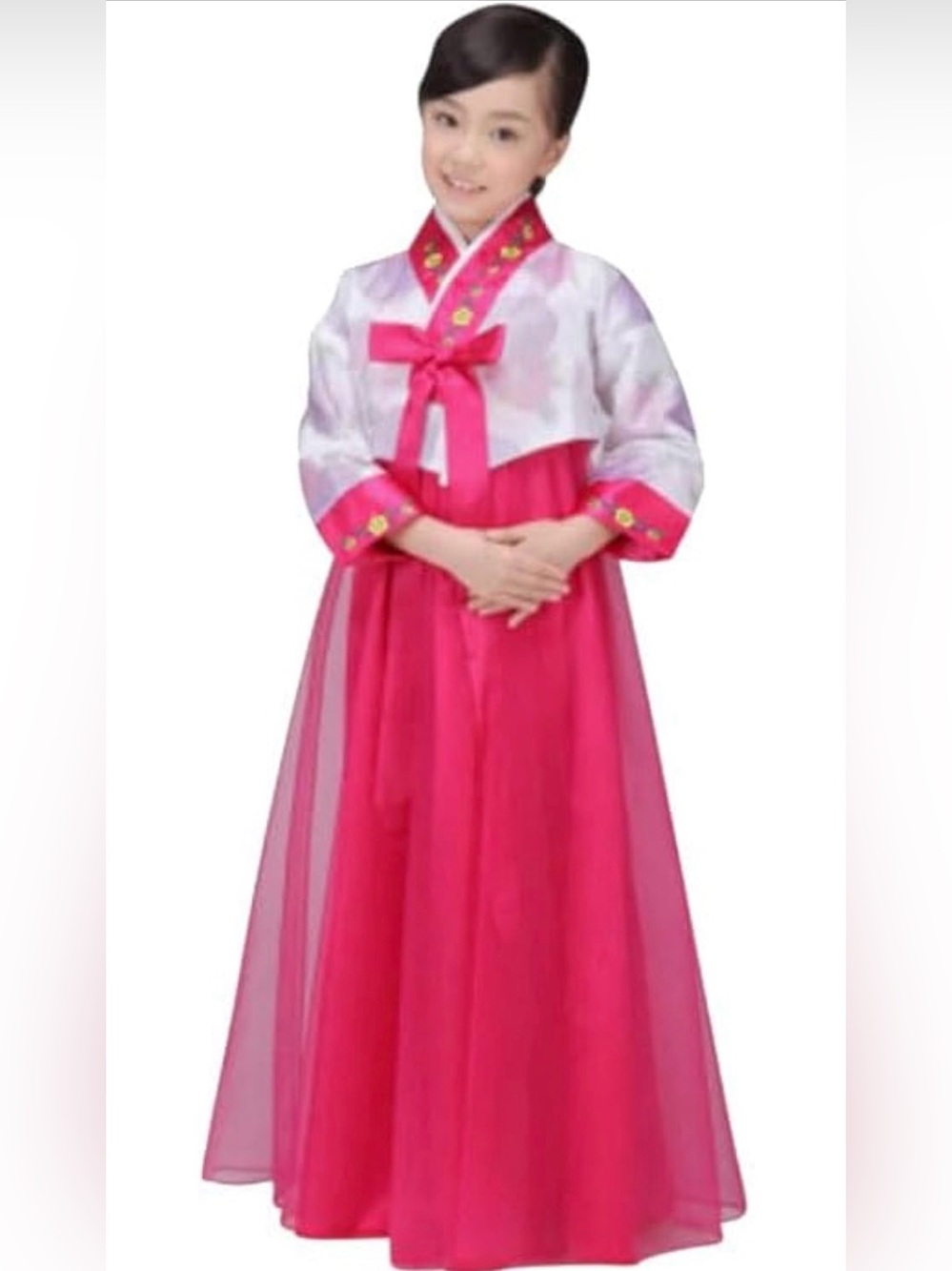Girls Traditional Hanbok Costume in Hot Pink and White used 10-12years old- used